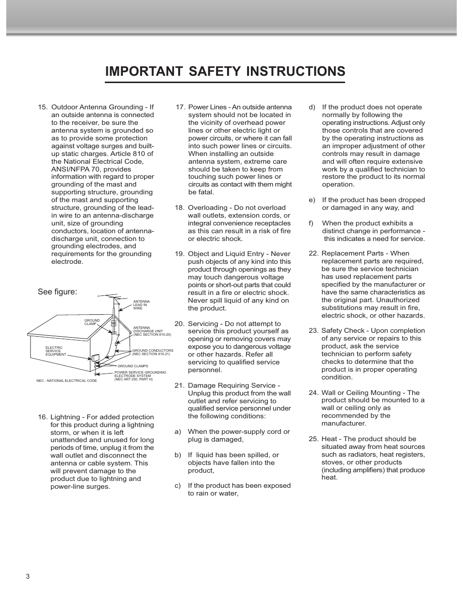 Important safety instructions, See figure | Cyber Acoustics CA-461 User Manual | Page 4 / 23
