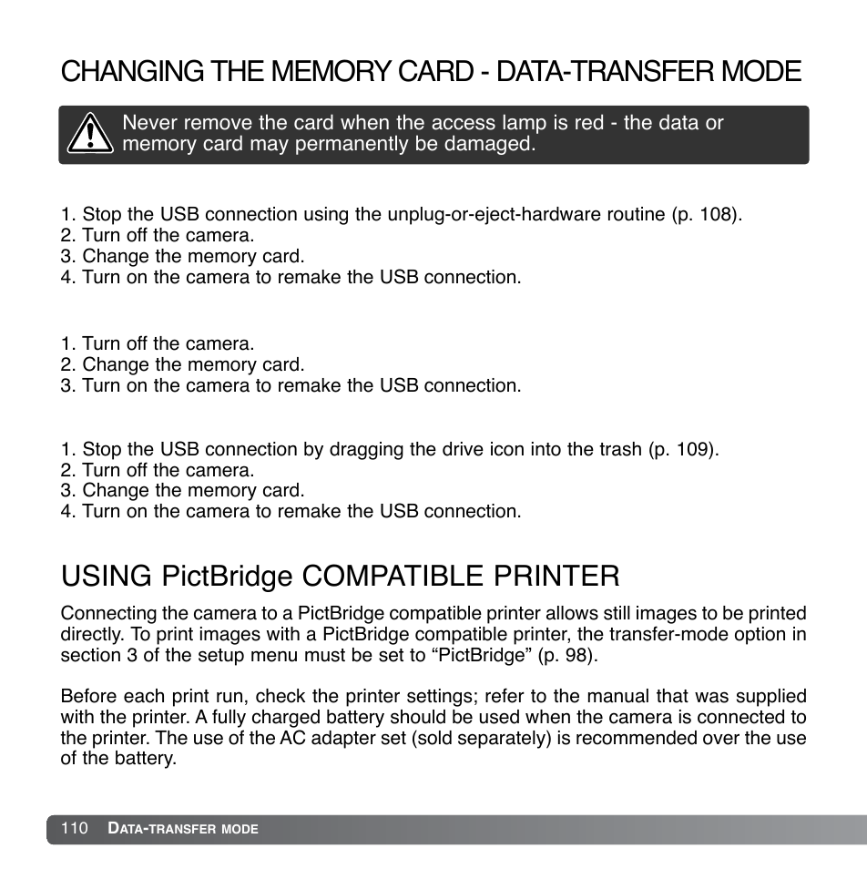 Windows, Xp, 2000 professional, and me, 98 and 98 second edition macintosh | Konica Minolta DiMAGE Xg User Manual | Page 110 / 132