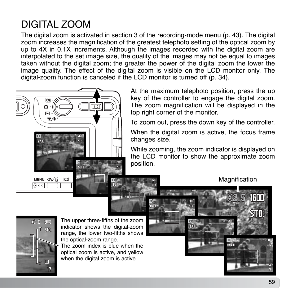Digital zoom | Konica Minolta DiMAGE Xg User Manual | Page 59 / 132