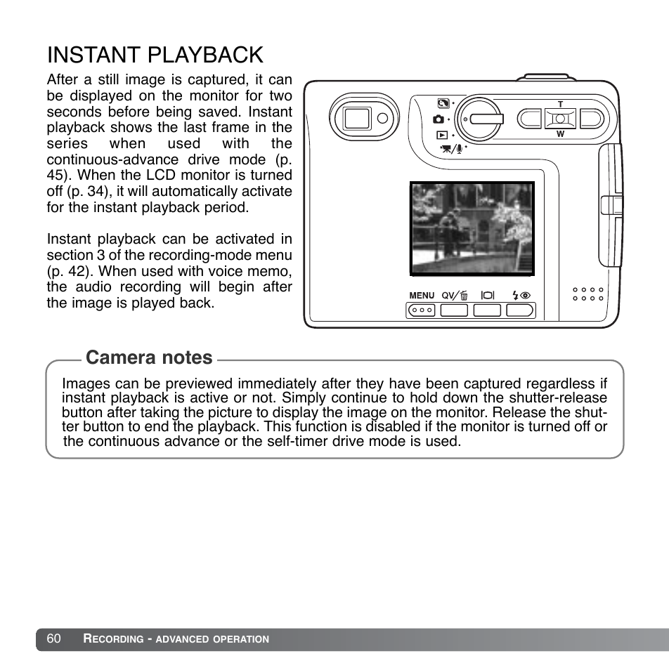 Instant playback | Konica Minolta DiMAGE Xg User Manual | Page 60 / 132