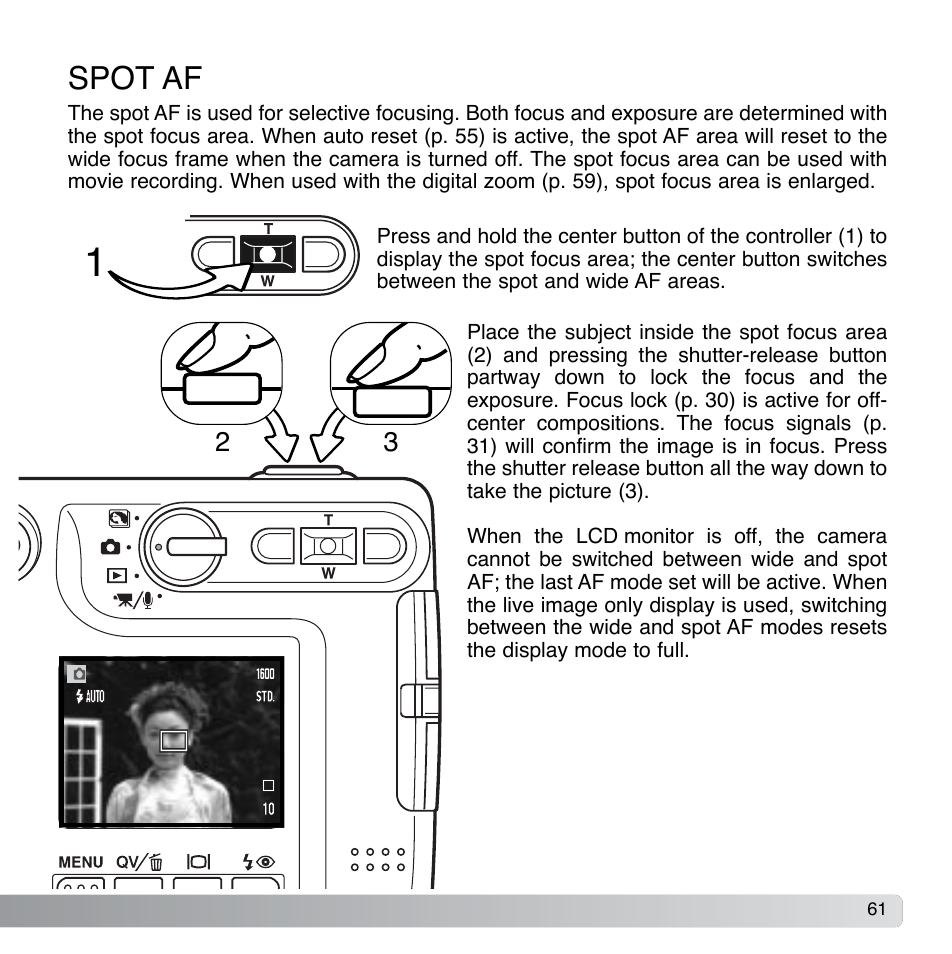 Spot af | Konica Minolta DiMAGE Xg User Manual | Page 61 / 132