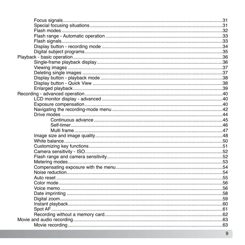 Konica Minolta DiMAGE Xg User Manual | Page 9 / 132