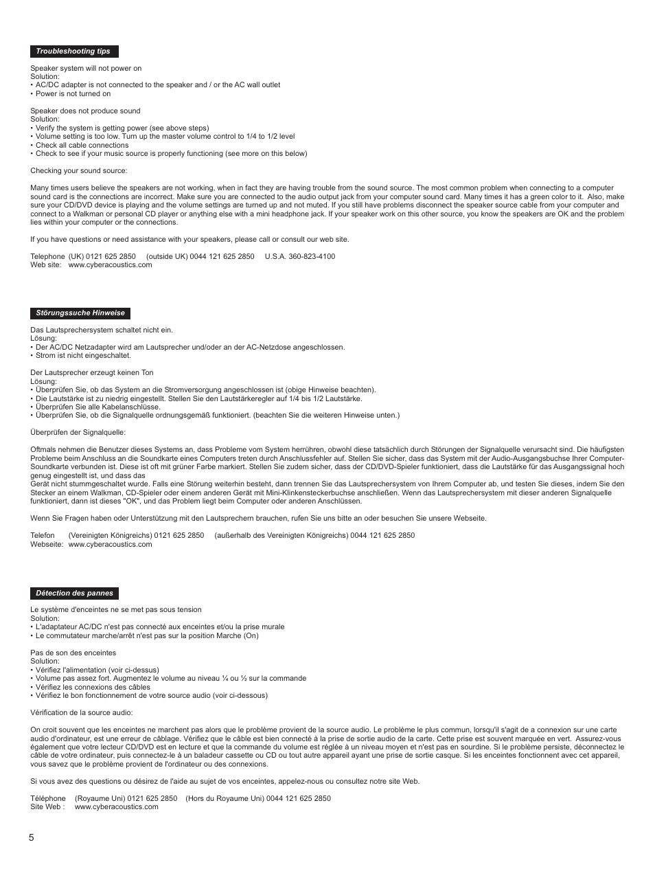 Cyber Acoustics CA-3.1 User Manual | Page 6 / 9