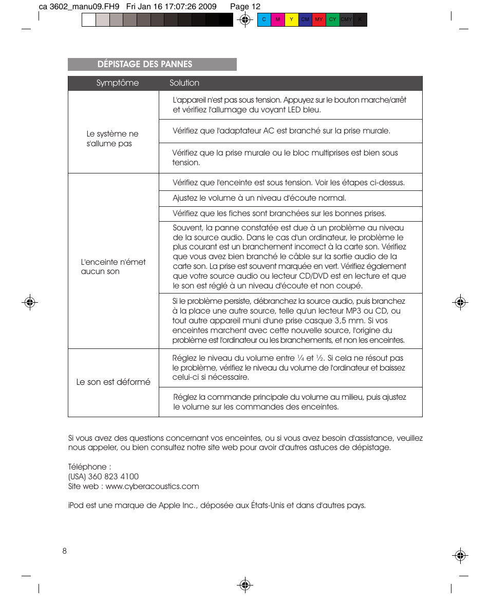 Cyber Acoustics CA-3602 User Manual | Page 12 / 17