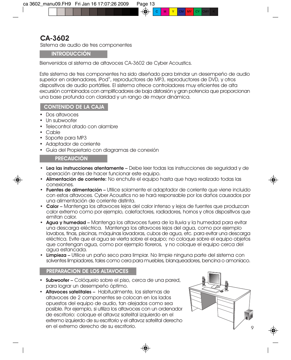 Ca-3602 | Cyber Acoustics CA-3602 User Manual | Page 13 / 17
