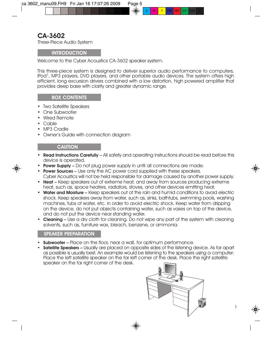 Ca-3602 | Cyber Acoustics CA-3602 User Manual | Page 5 / 17