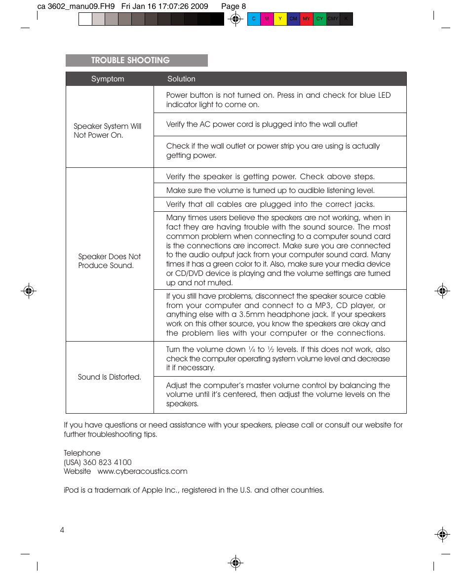 Cyber Acoustics CA-3602 User Manual | Page 8 / 17