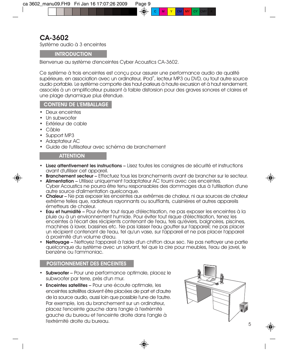 Ca-3602 | Cyber Acoustics CA-3602 User Manual | Page 9 / 17
