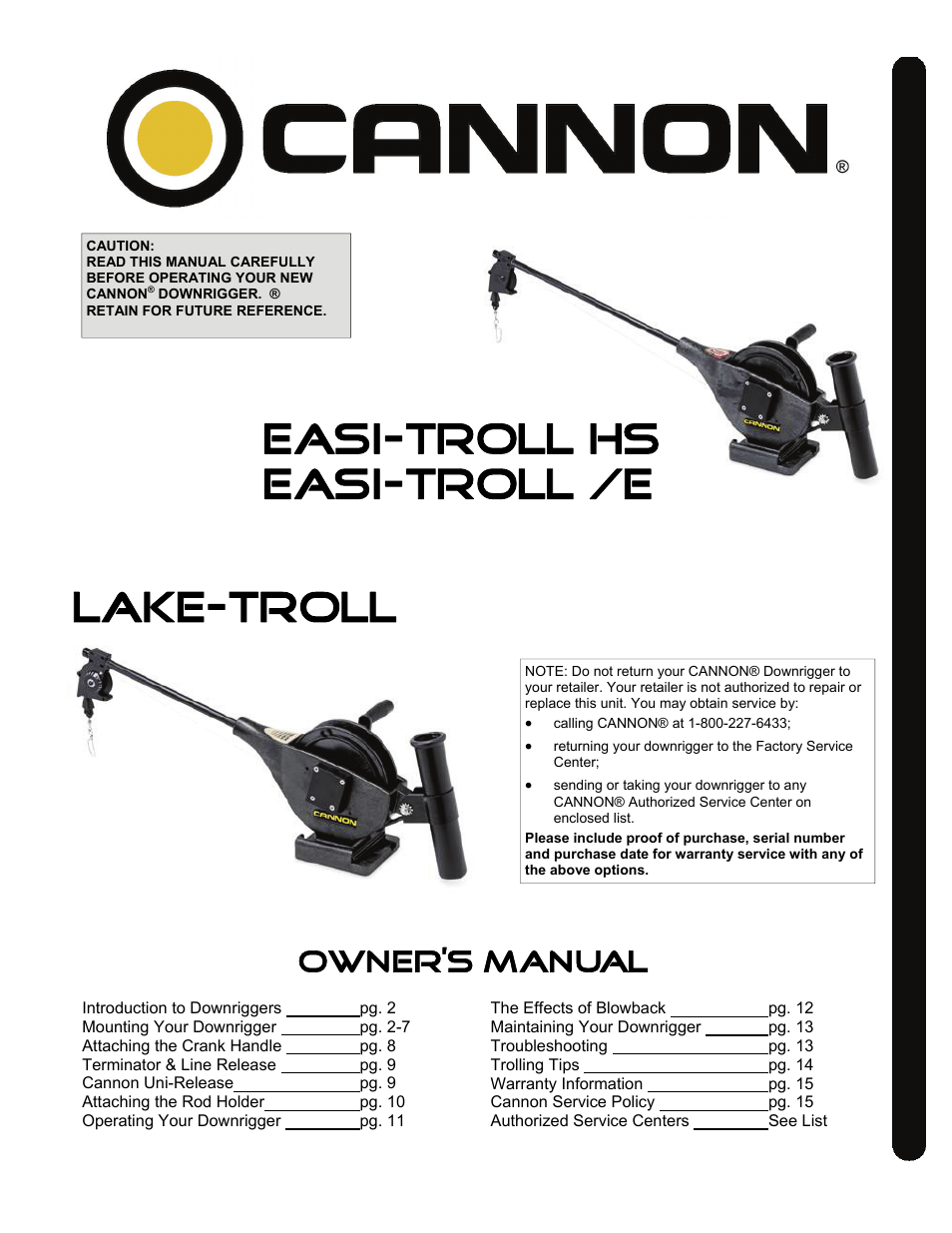 Cannon LAKE-TROLL User Manual | 16 pages