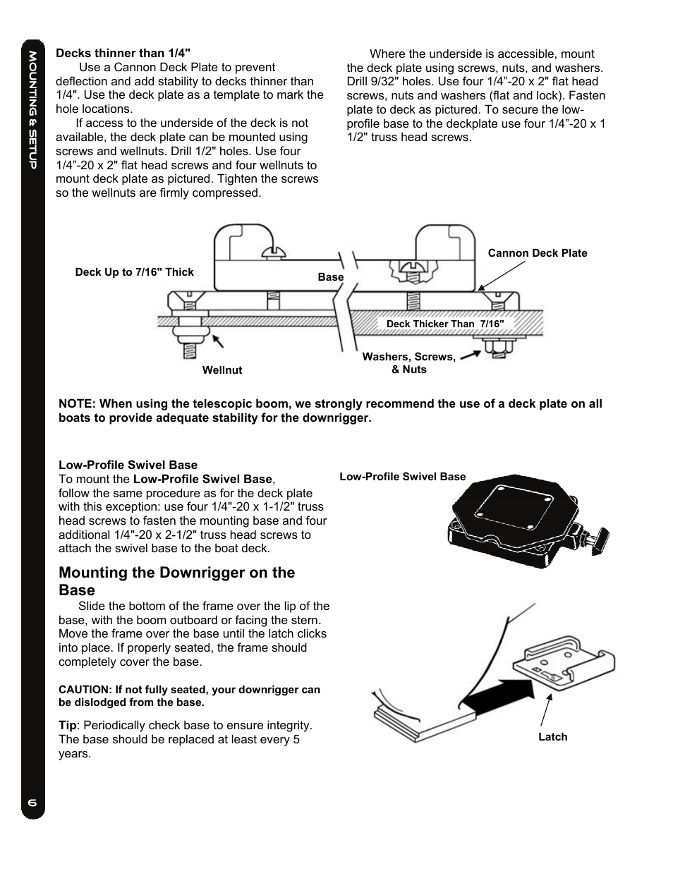 Mounting the downrigger on the base | Cannon LAKE-TROLL User Manual | Page 6 / 16