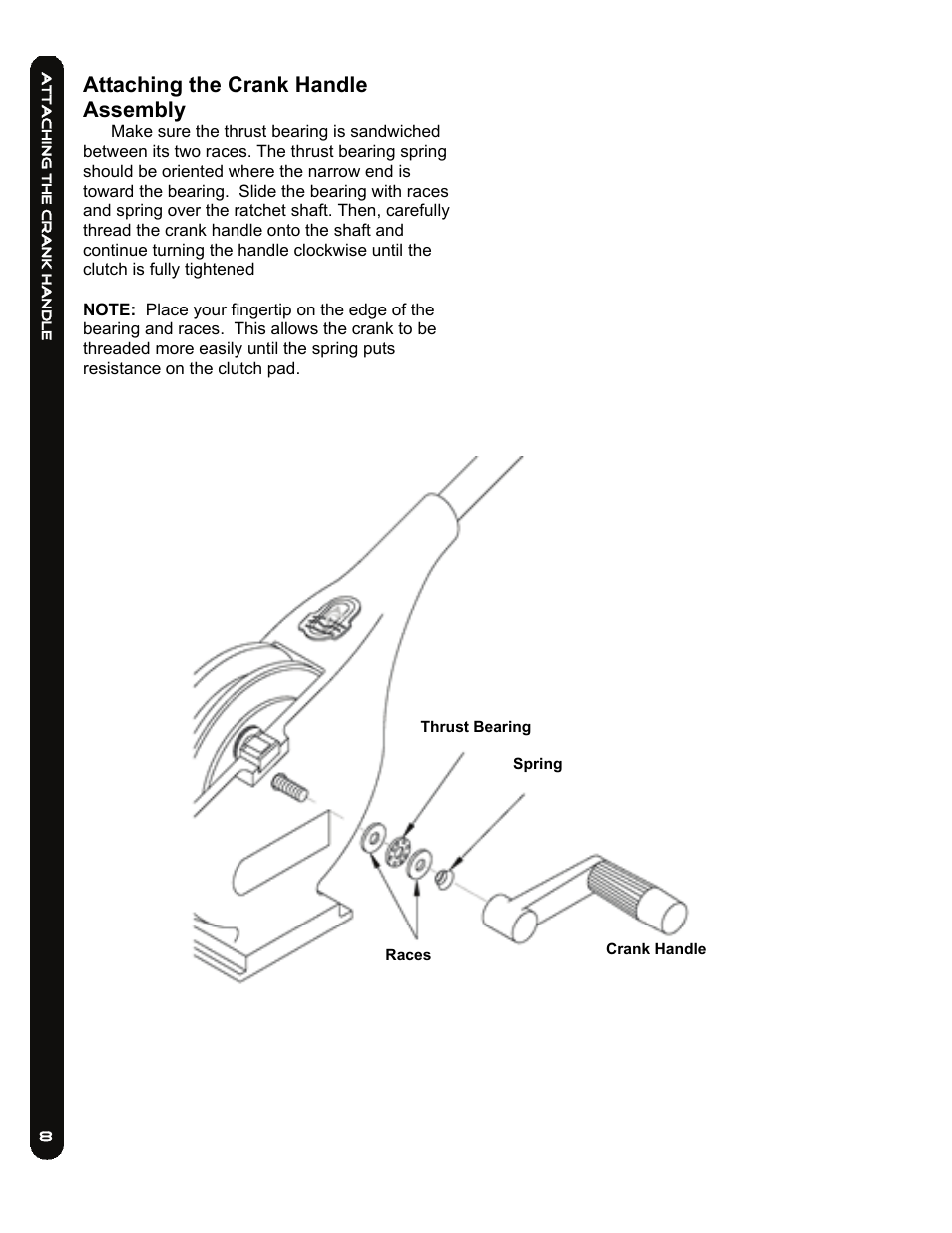 Attaching the crank handle assembly | Cannon LAKE-TROLL User Manual | Page 8 / 16