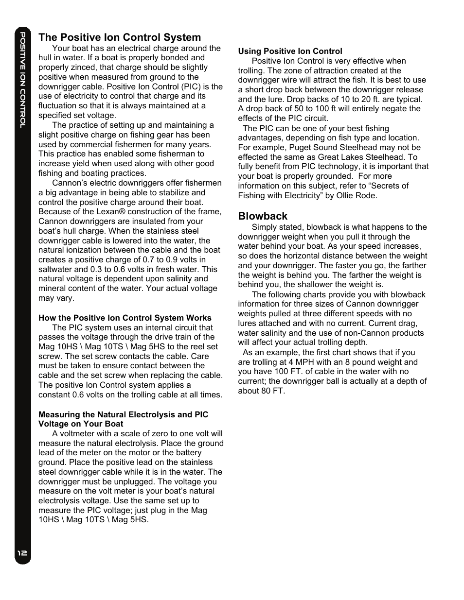 The positive ion control system, Blowback | Cannon MAG 10HS User Manual | Page 12 / 16