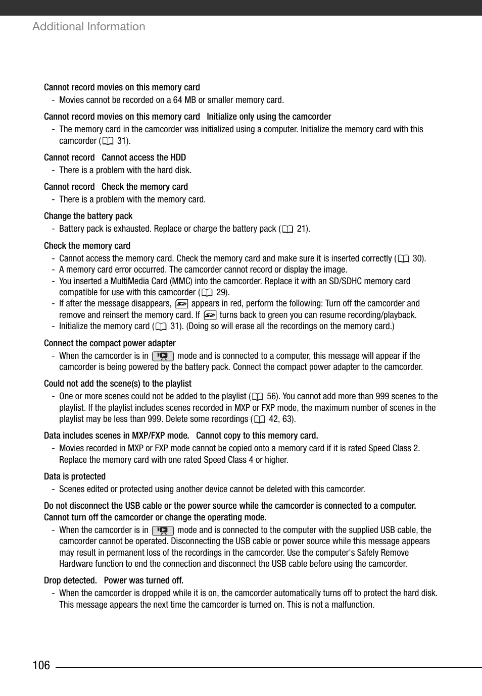 Additional information | Canon HG20 User Manual | Page 106 / 129