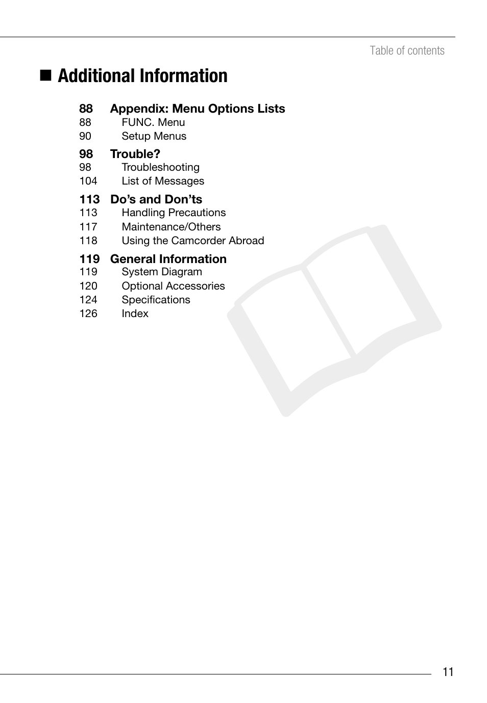 Additional information | Canon HG20 User Manual | Page 11 / 129