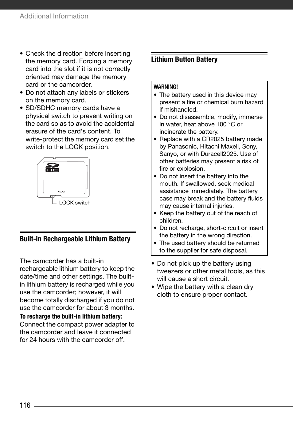 Canon HG20 User Manual | Page 116 / 129