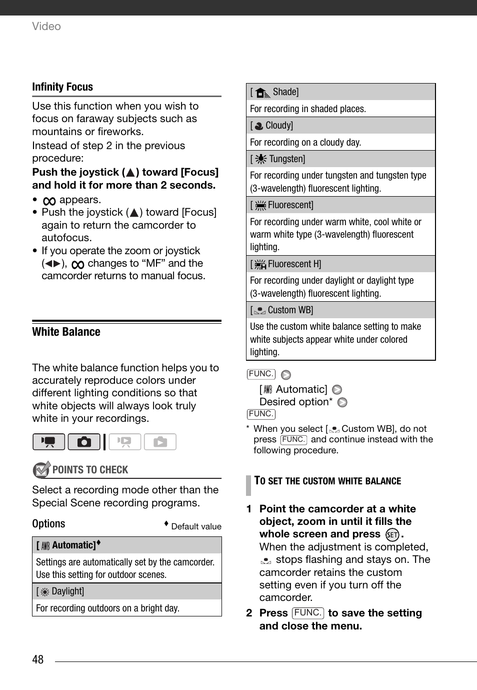 White balance | Canon HG20 User Manual | Page 48 / 129