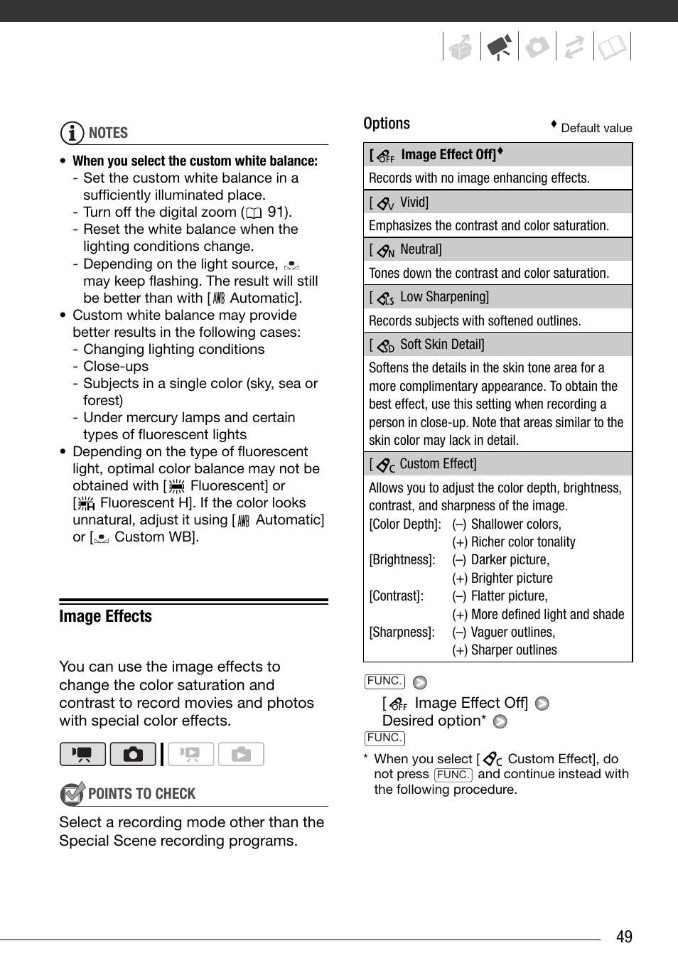 Image effects | Canon HG20 User Manual | Page 49 / 129