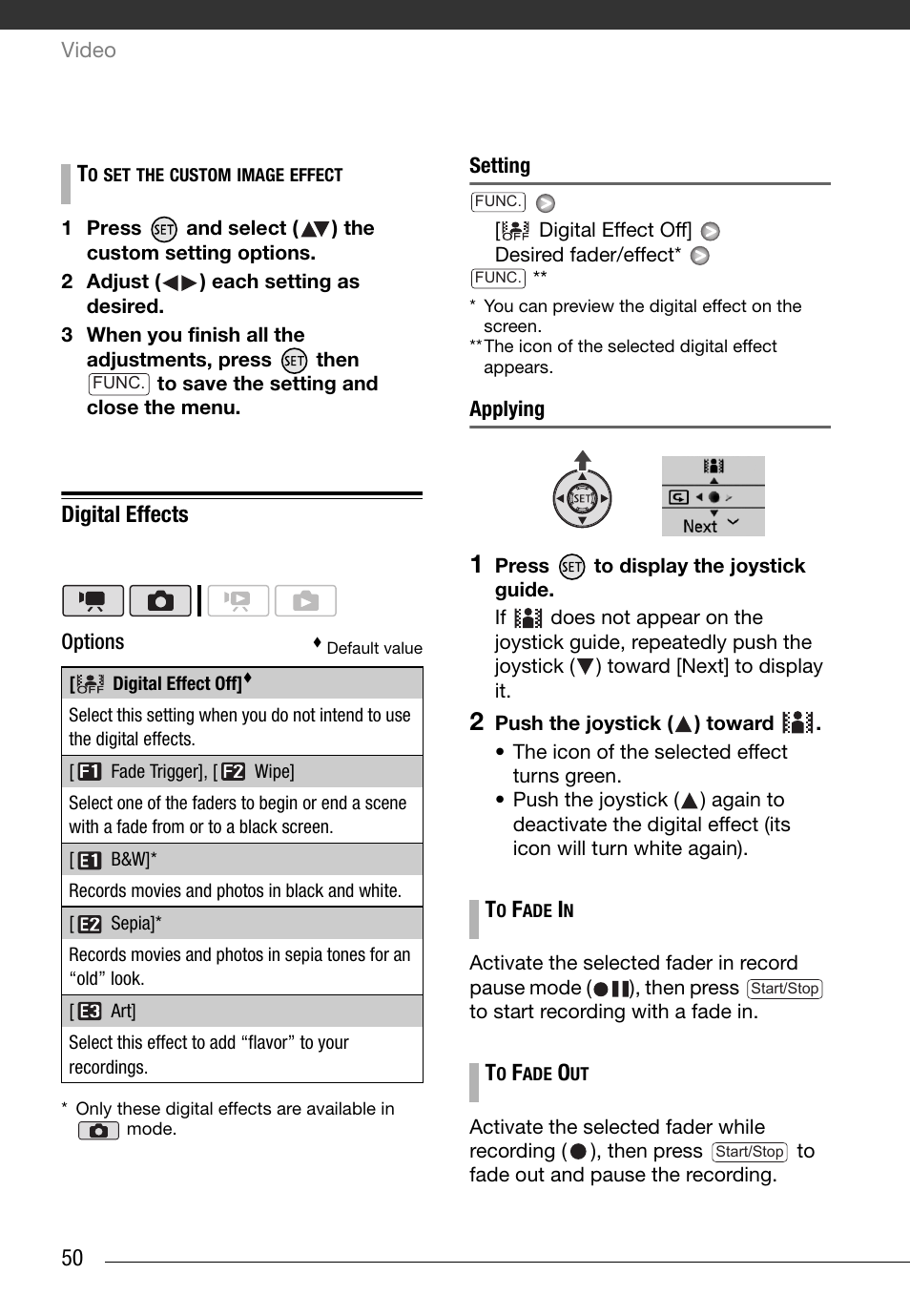 Digital effects | Canon HG20 User Manual | Page 50 / 129