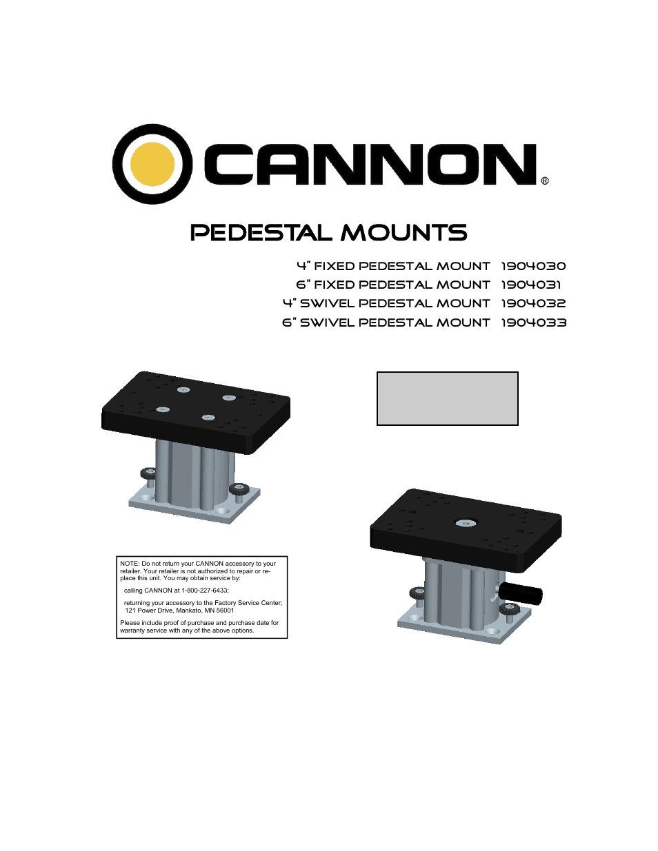 Cannon 1904030 User Manual | 6 pages