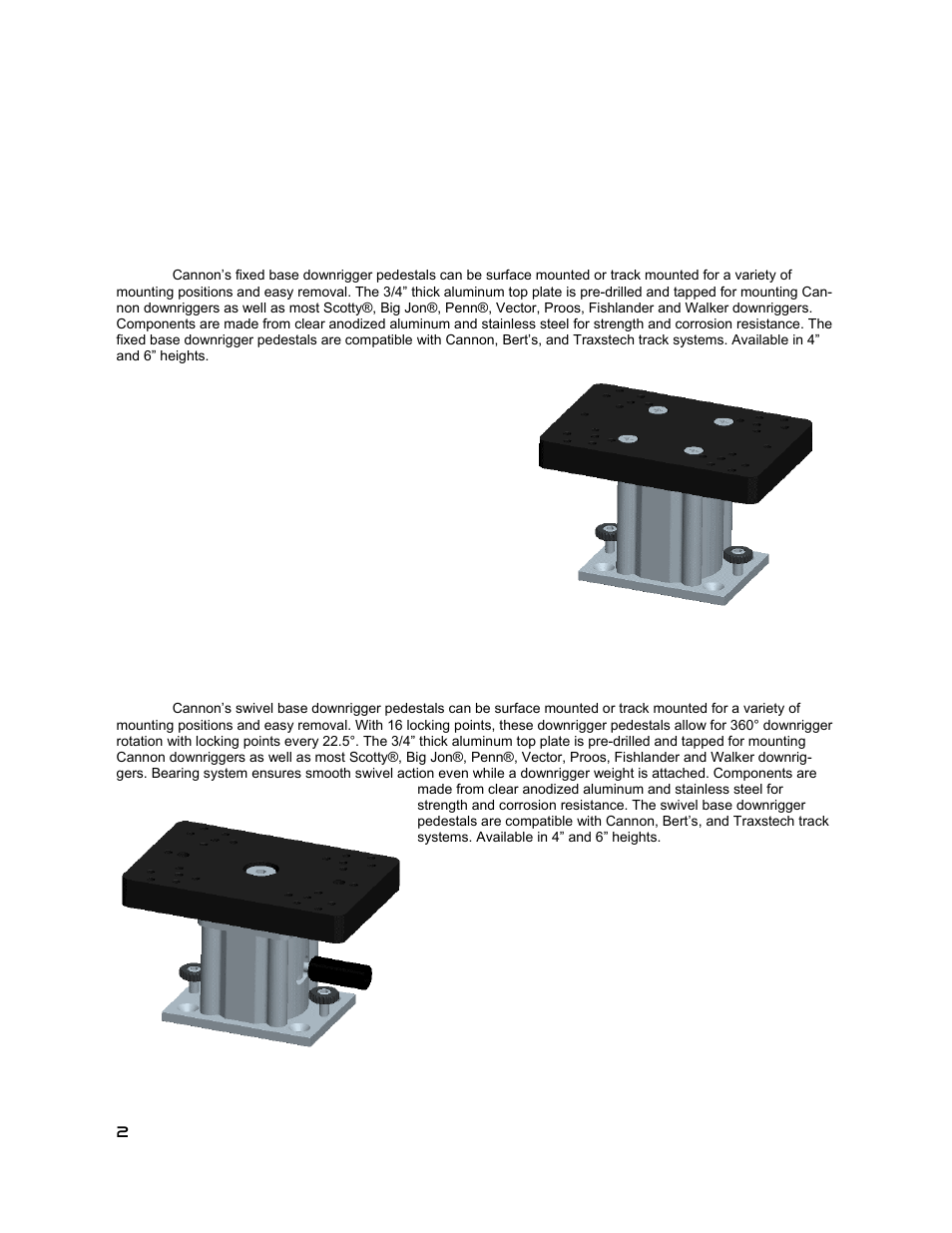 Pedestal mount models & features | Cannon 1904030 User Manual | Page 2 / 6