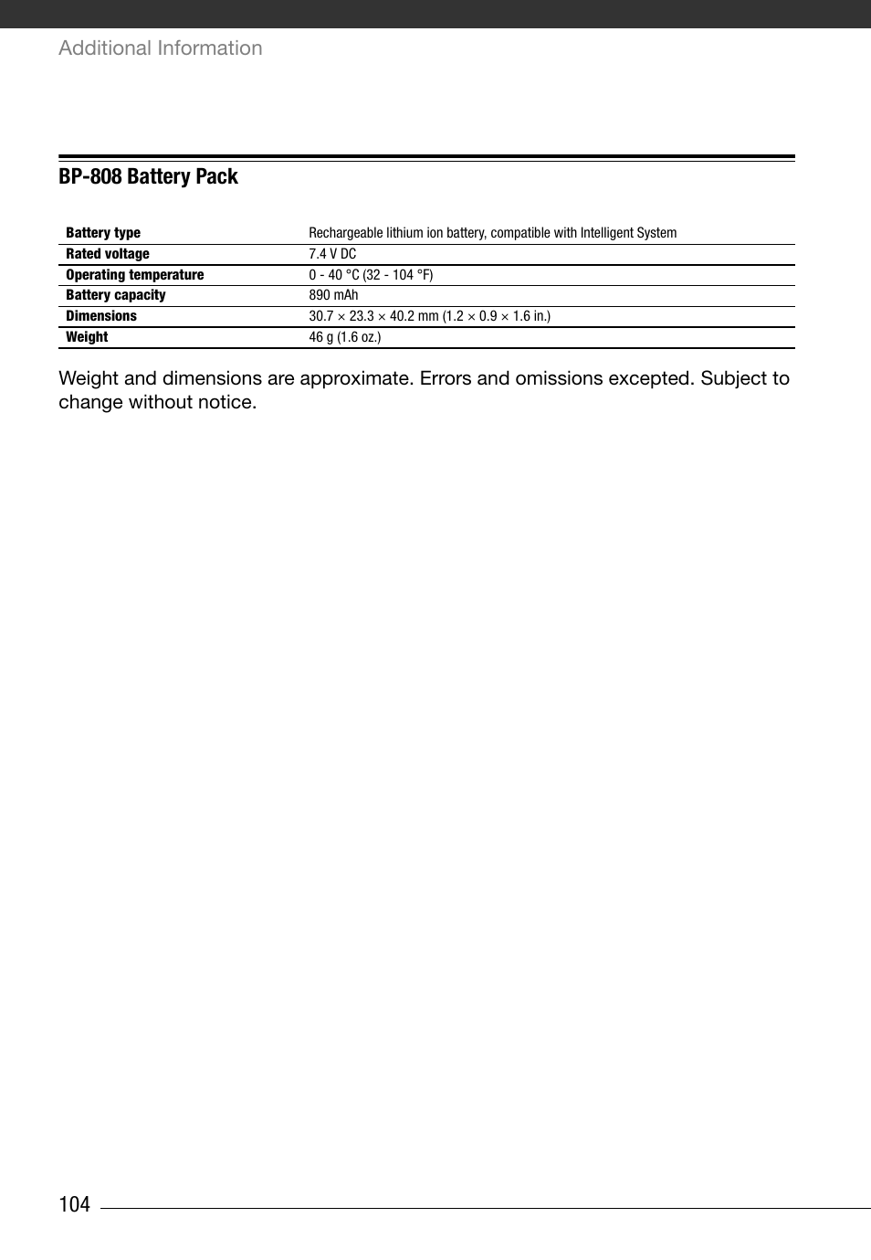 Additional information | Canon FS10 User Manual | Page 104 / 110