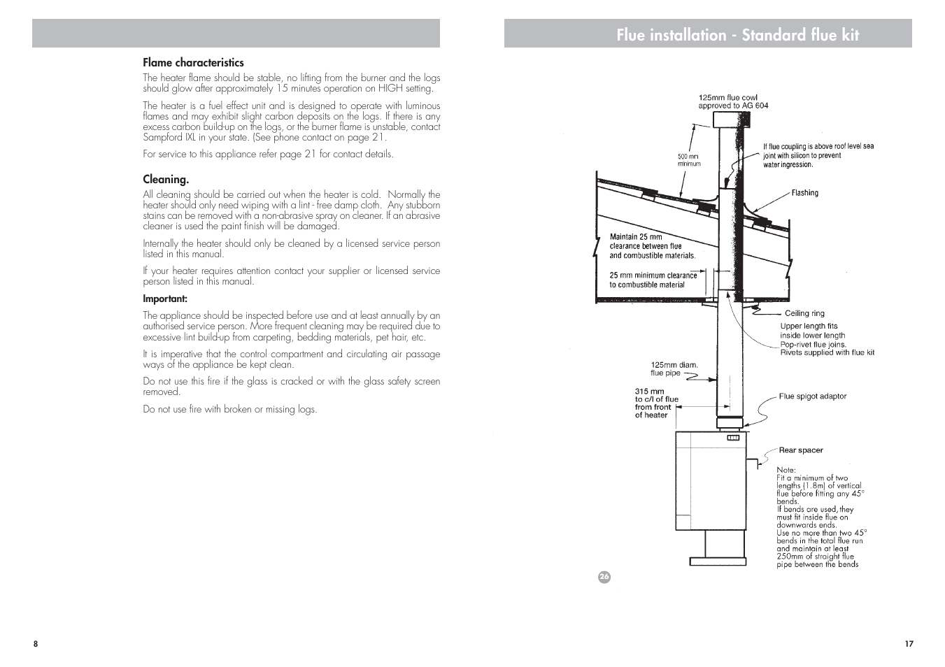 Flue installation - standard flue kit | Cannon CANTFS-03-NG User Manual | Page 17 / 24