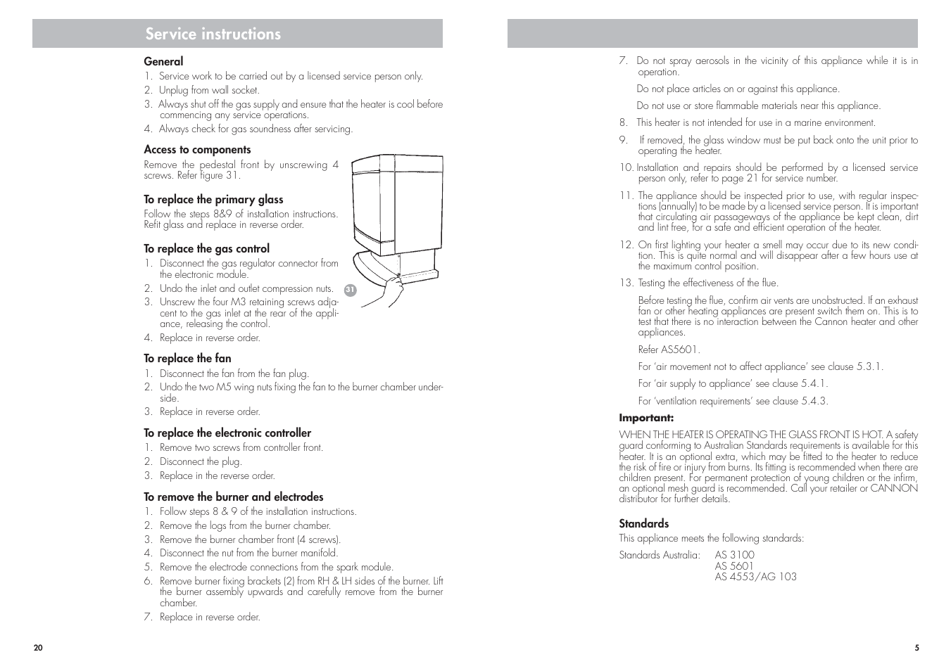 Service instructions | Cannon CANTFS-03-NG User Manual | Page 20 / 24