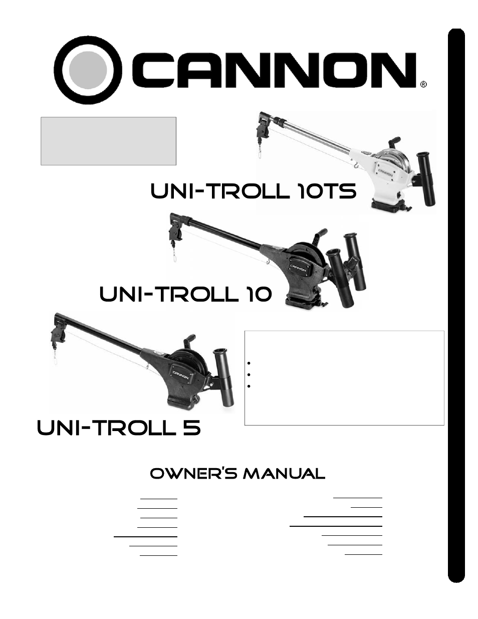 Cannon Uni-Troll 10TS User Manual | 28 pages