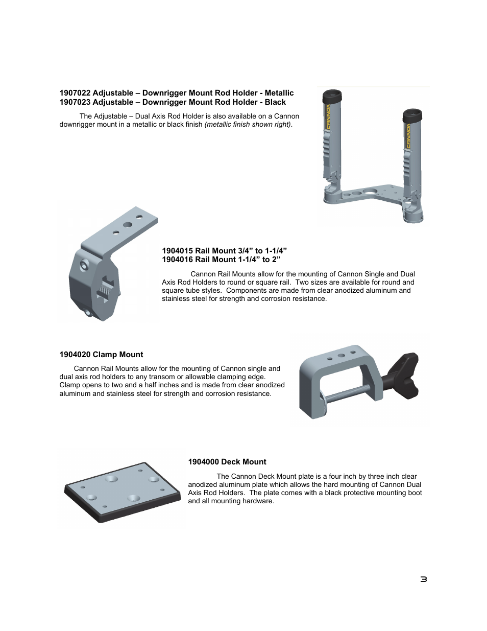 Cannon Adjustable Rail Mount 1907020 User Manual | Page 3 / 6