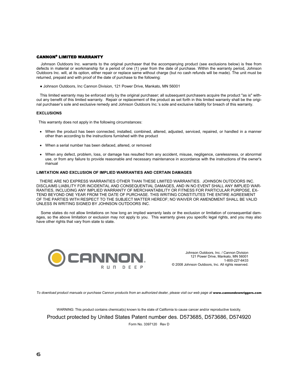 Cannon Adjustable Rail Mount 1907020 User Manual | Page 6 / 6