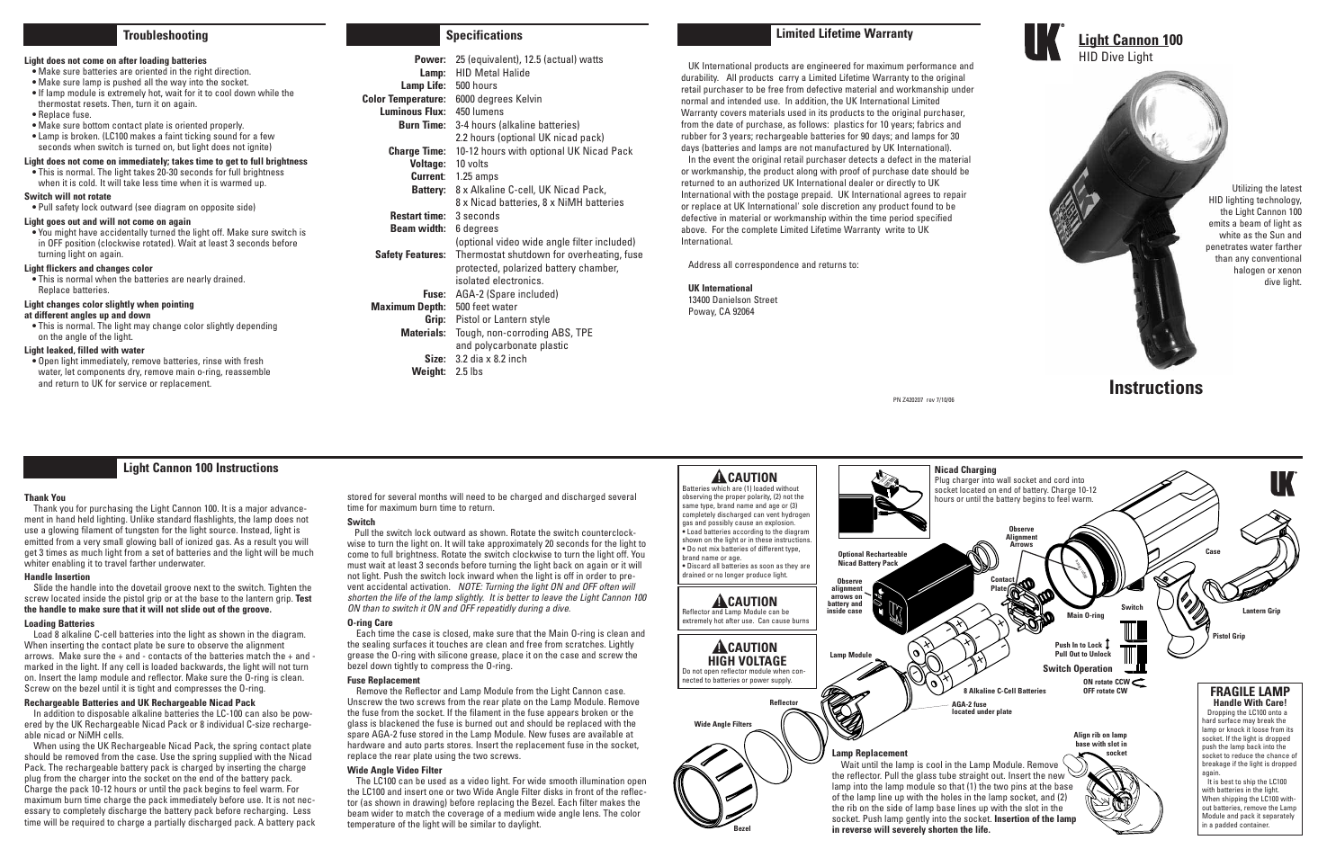 Cannon LC100 User Manual | 1 page