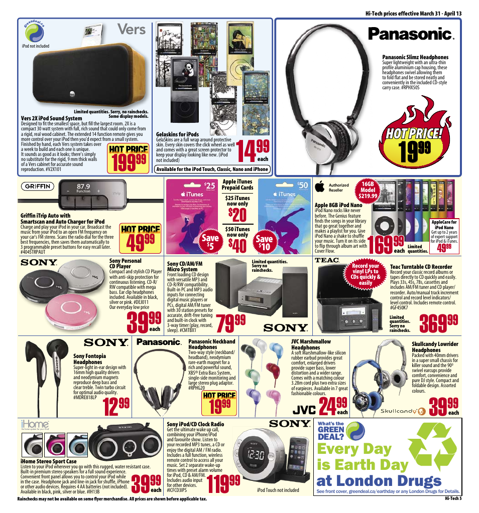 Hitech_5, Every day is earth day at london drugs, Save | 10 save | Canon EOS5D User Manual | Page 5 / 8