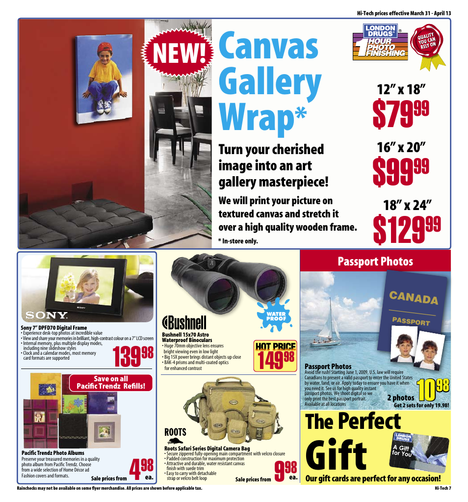 Hitech_7, Gift, Canvas gallery wrap | Perfect, 12” x 18, 16” x 20, 18” x 24, Passport photos | Canon EOS5D User Manual | Page 7 / 8