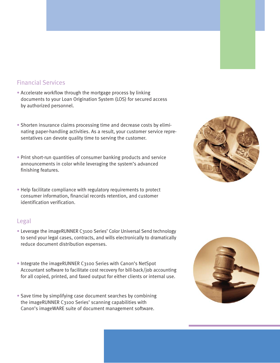 Financial services, Legal | Canon C3100 User Manual | Page 10 / 16