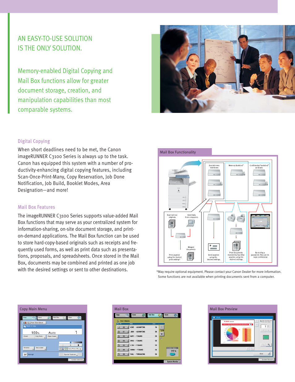 An easy-to-use solution is the only solution | Canon C3100 User Manual | Page 5 / 16