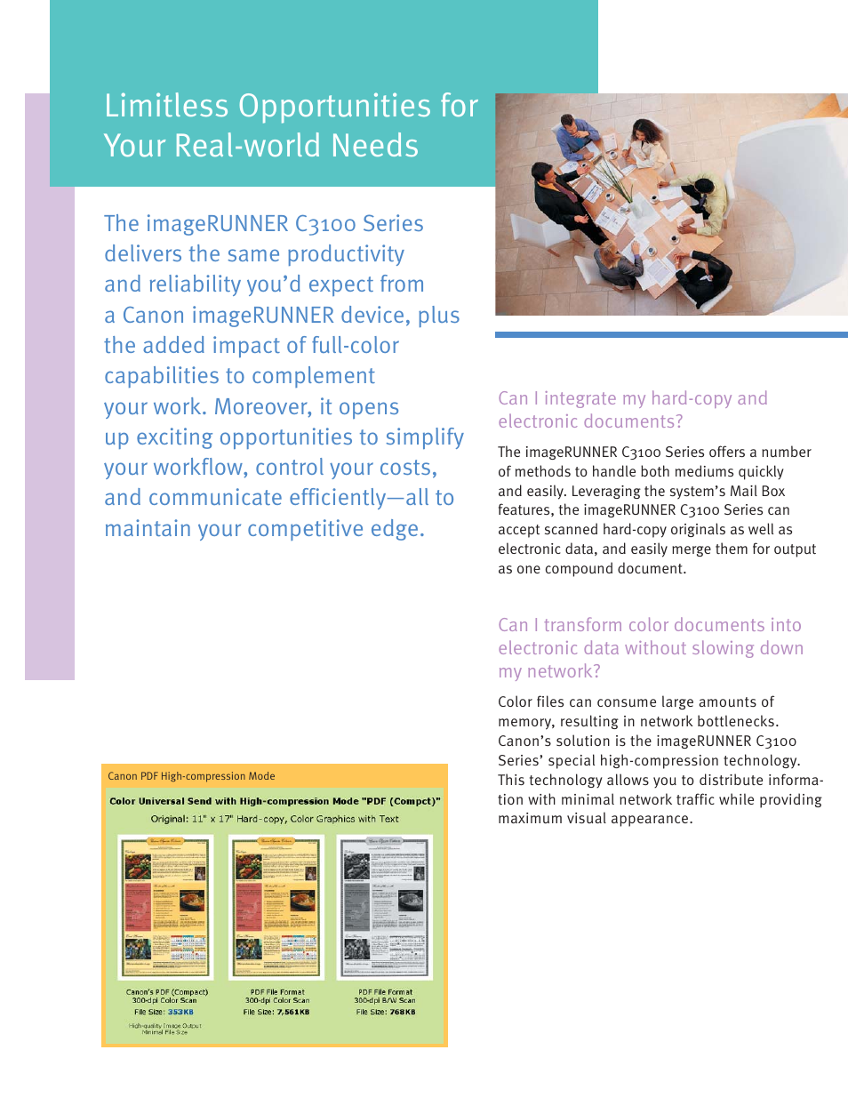 Limitless opportunities for your real-world needs | Canon C3100 User Manual | Page 7 / 16