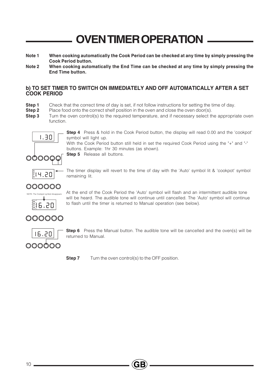 Oven timer operation | Cannon Professional User Manual | Page 10 / 36