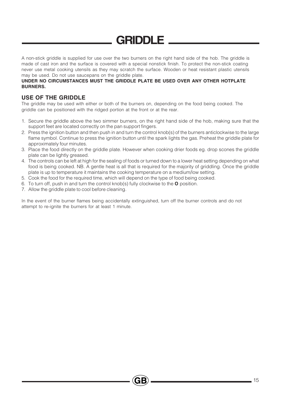 Griddle | Cannon Professional User Manual | Page 15 / 36