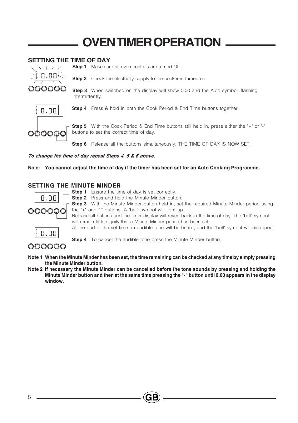 Oven timer operation | Cannon Professional User Manual | Page 8 / 36