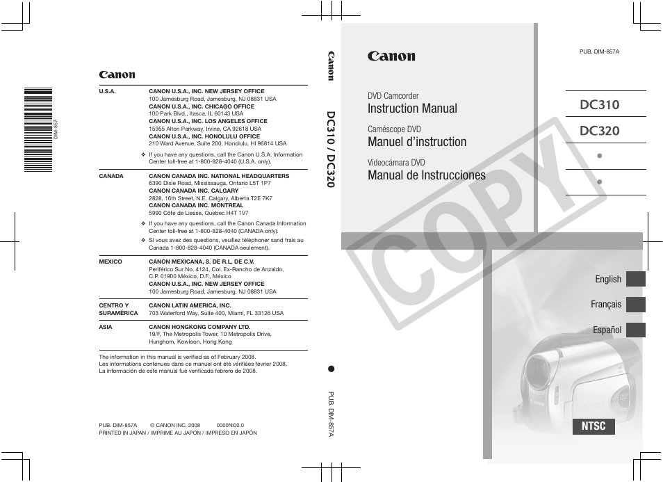 Canon DC 310 User Manual | 93 pages