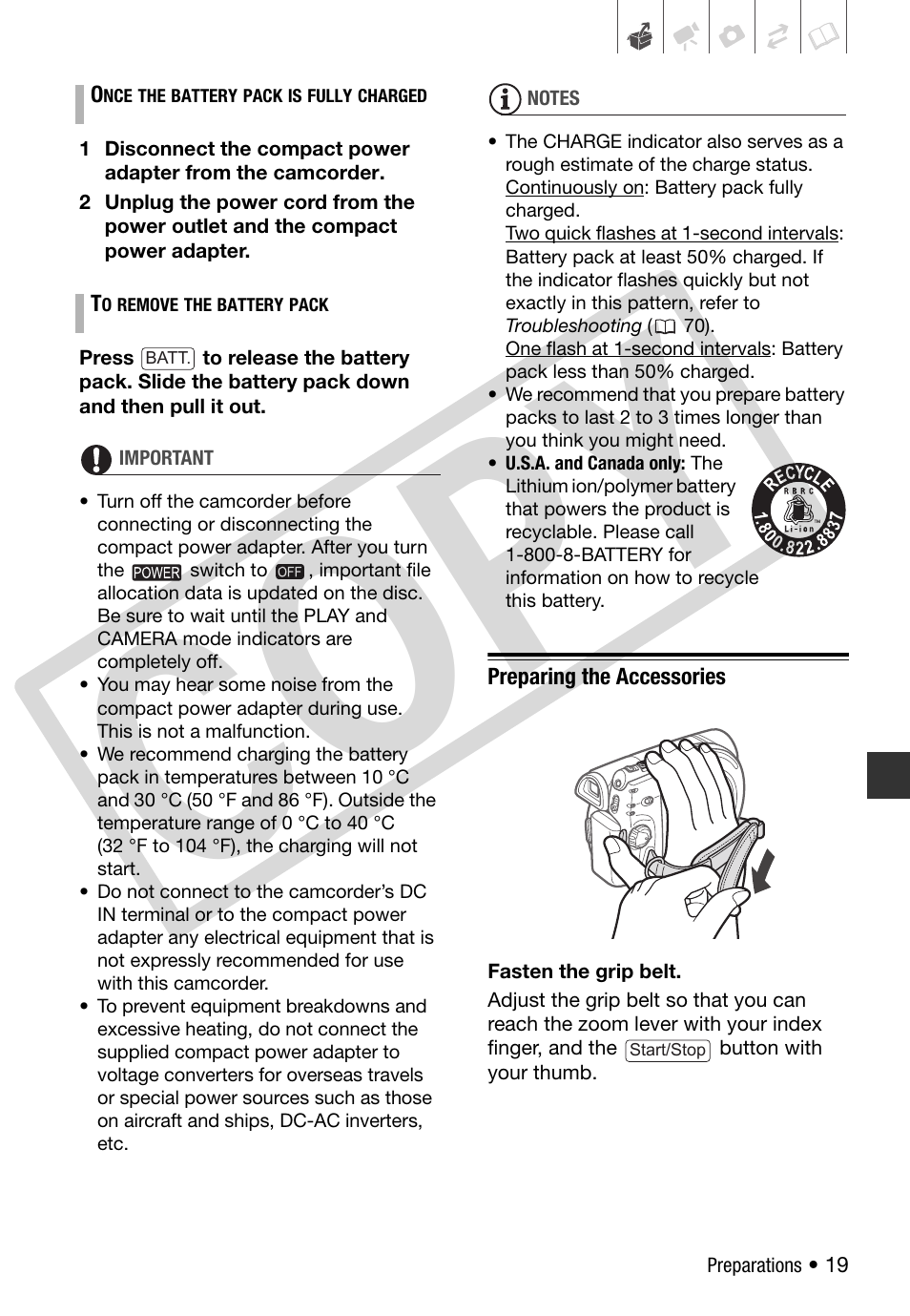 Preparing the accessories, Co py | Canon DC 310 User Manual | Page 19 / 93