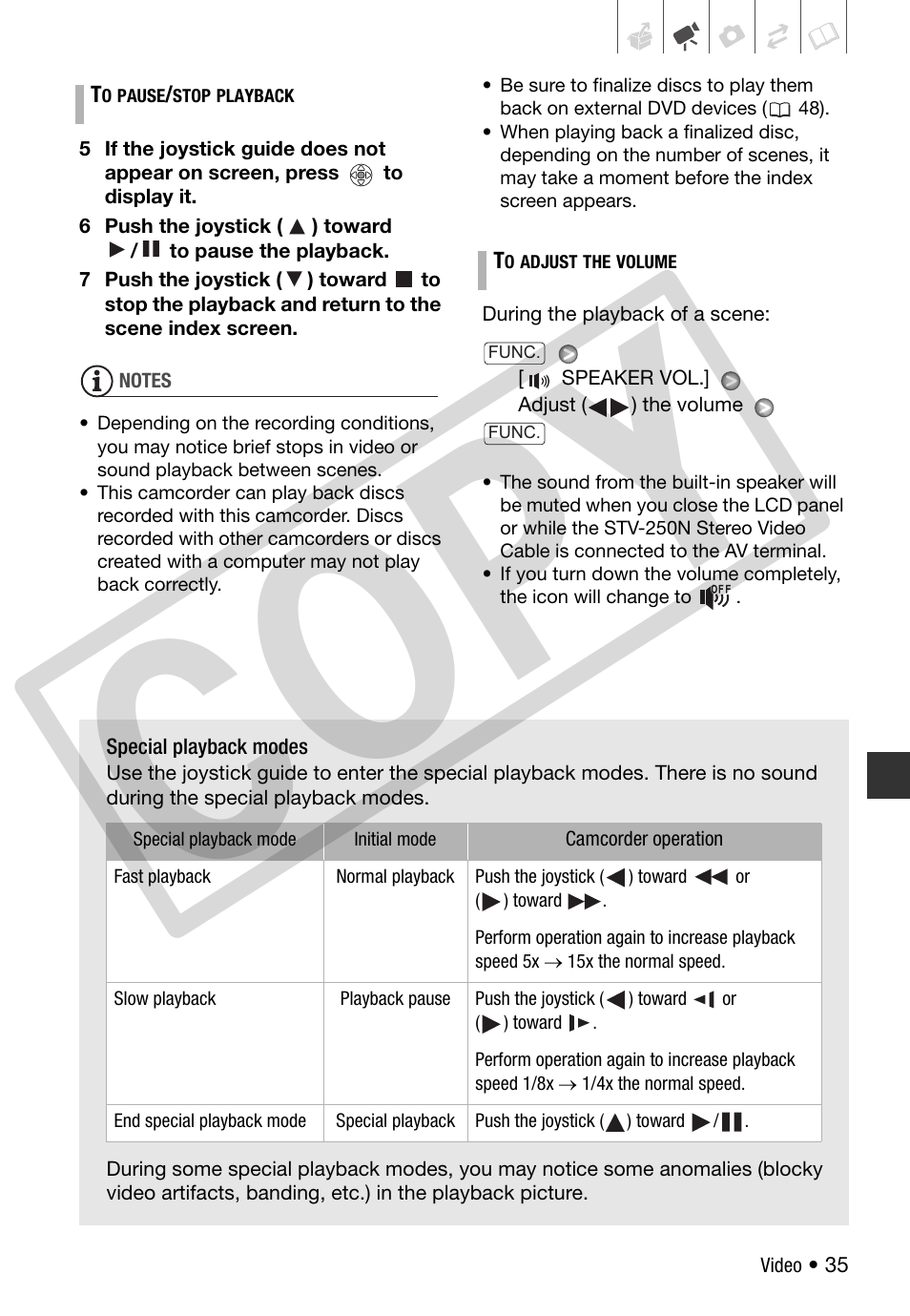 Co py | Canon DC 310 User Manual | Page 35 / 93