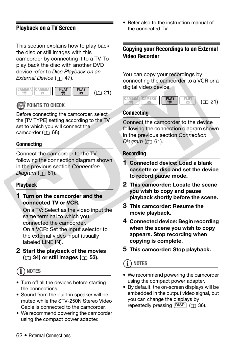 Playback on a tv screen, Co py | Canon DC 310 User Manual | Page 62 / 93