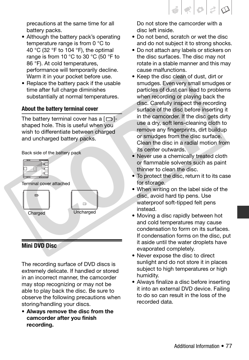 77). if t, 77). never, Co py | Canon DC 310 User Manual | Page 77 / 93