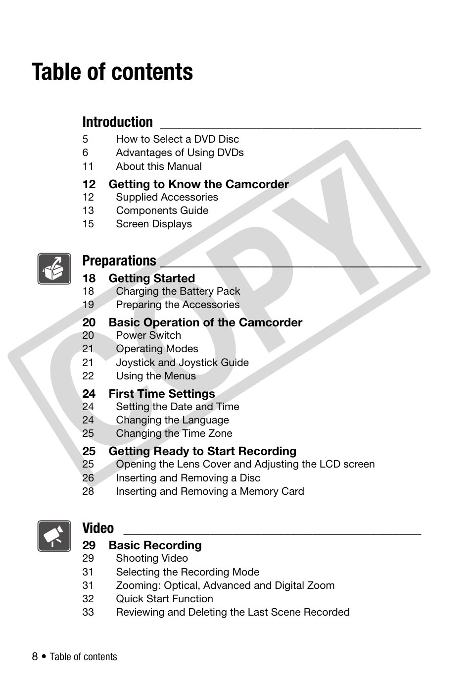 Canon DC 310 User Manual | Page 8 / 93