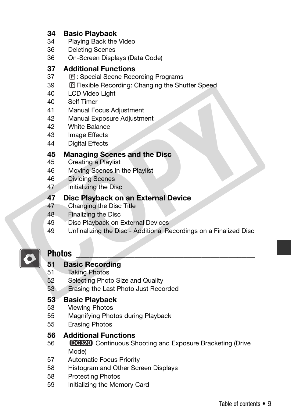 C o p y | Canon DC 310 User Manual | Page 9 / 93