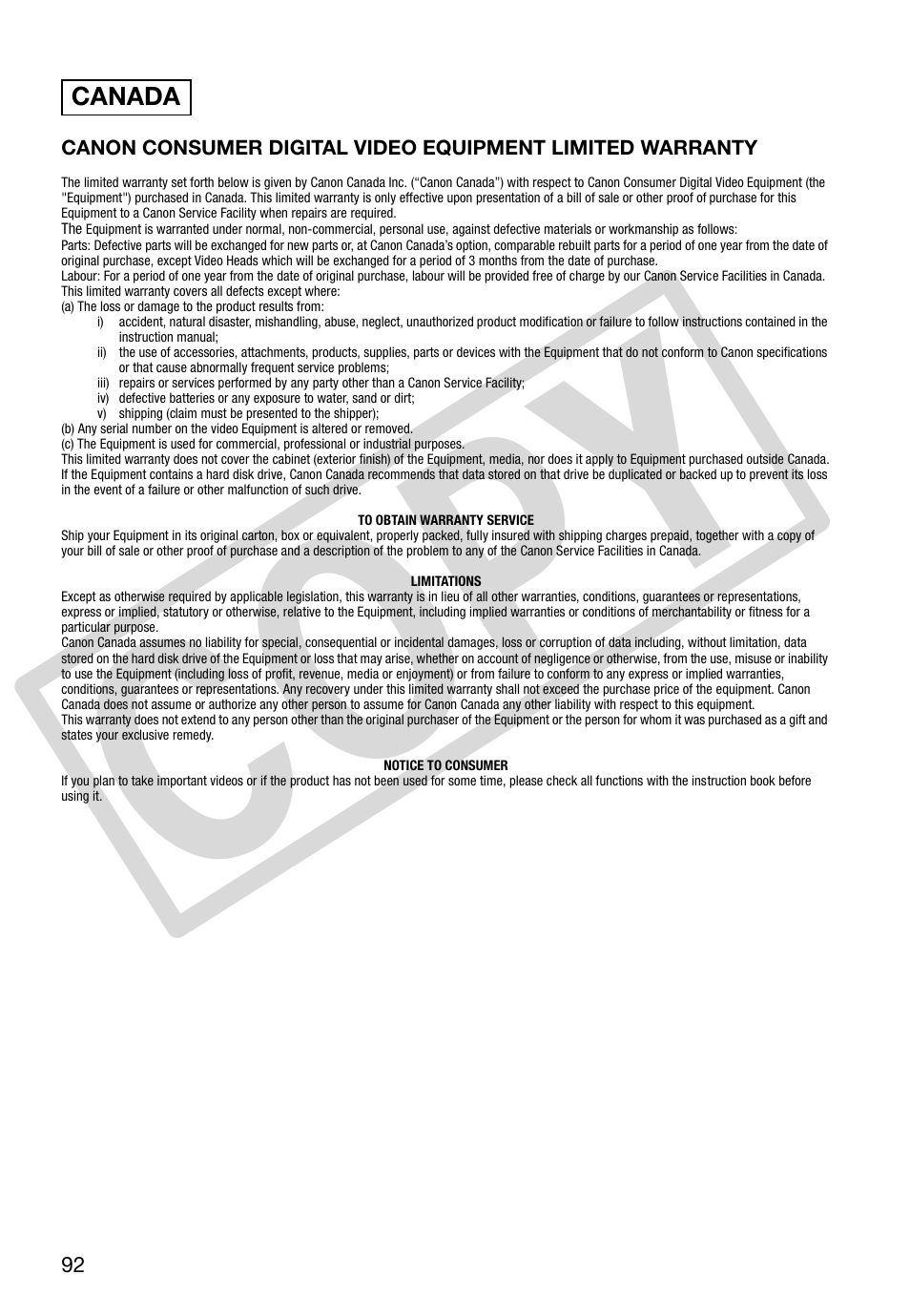 Co py | Canon DC 310 User Manual | Page 92 / 93