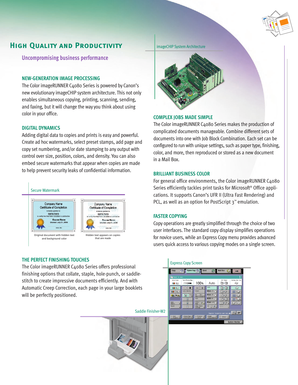 High quality and productivity, Uncompromising business performance | Canon C4080 SERIES User Manual | Page 5 / 12