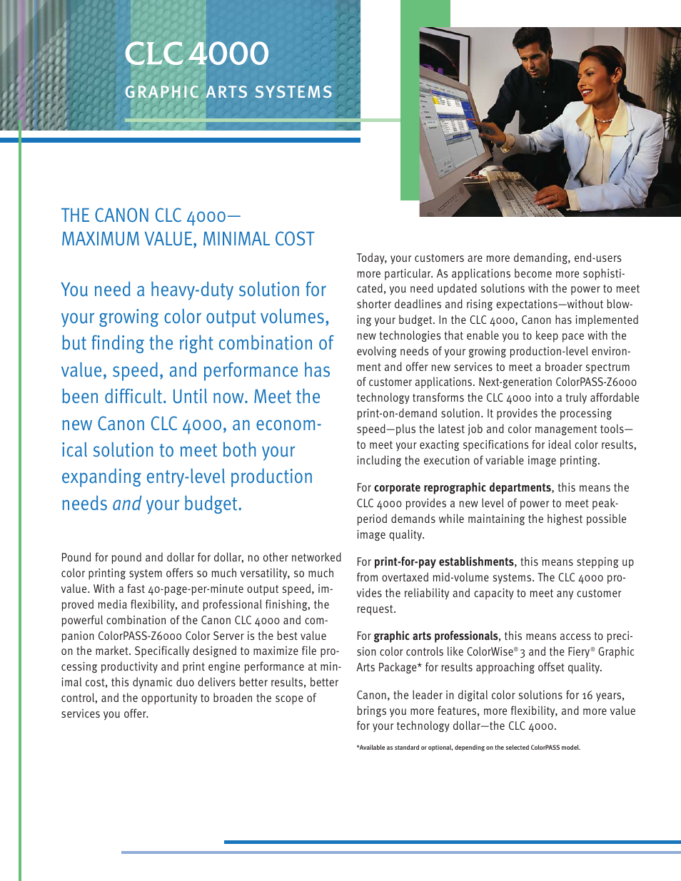 Graphic arts systems | Canon CLC 4000 User Manual | Page 2 / 8