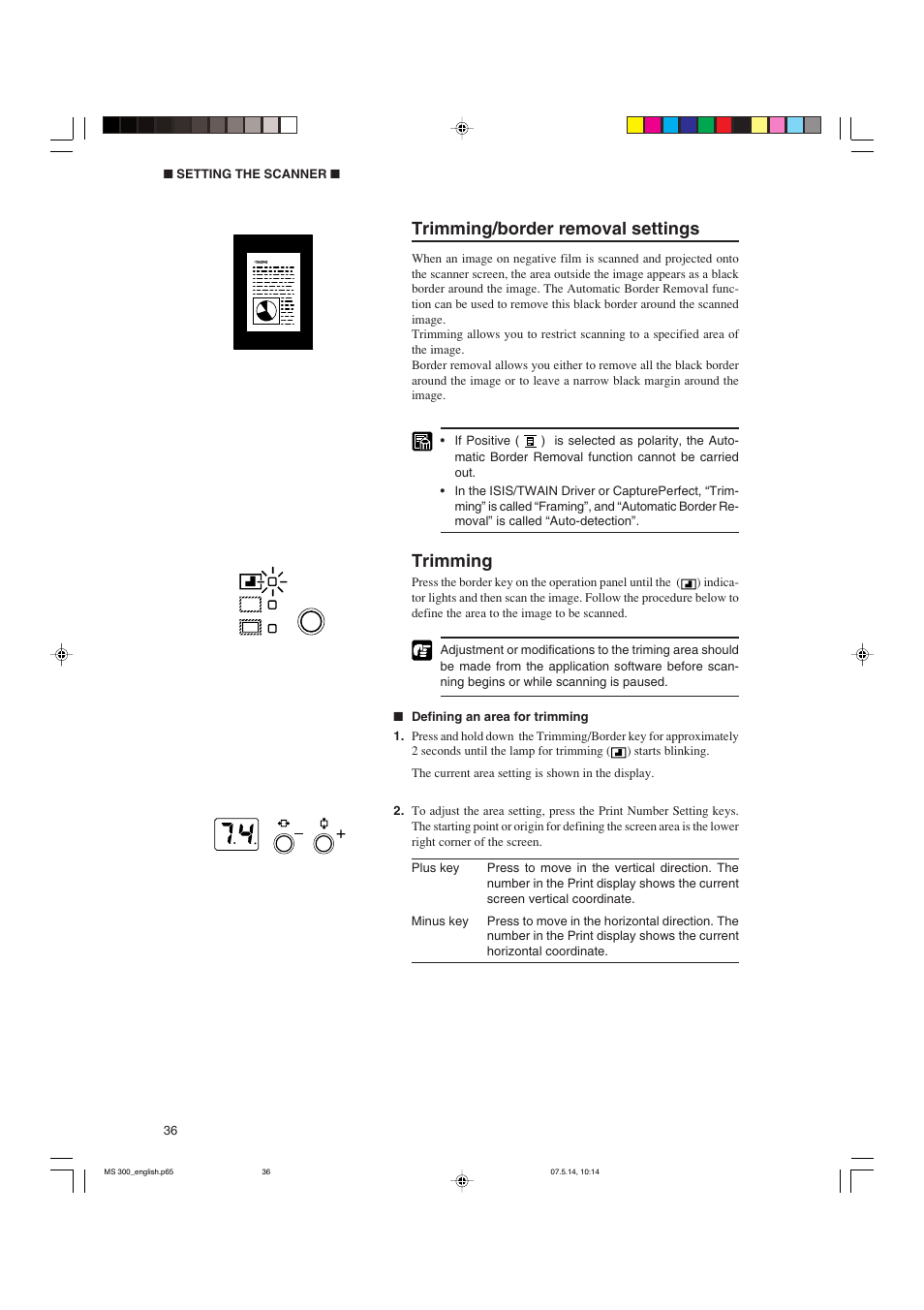 Trimming/border removal settings, Trimming | Cannon 300II User Manual | Page 38 / 54